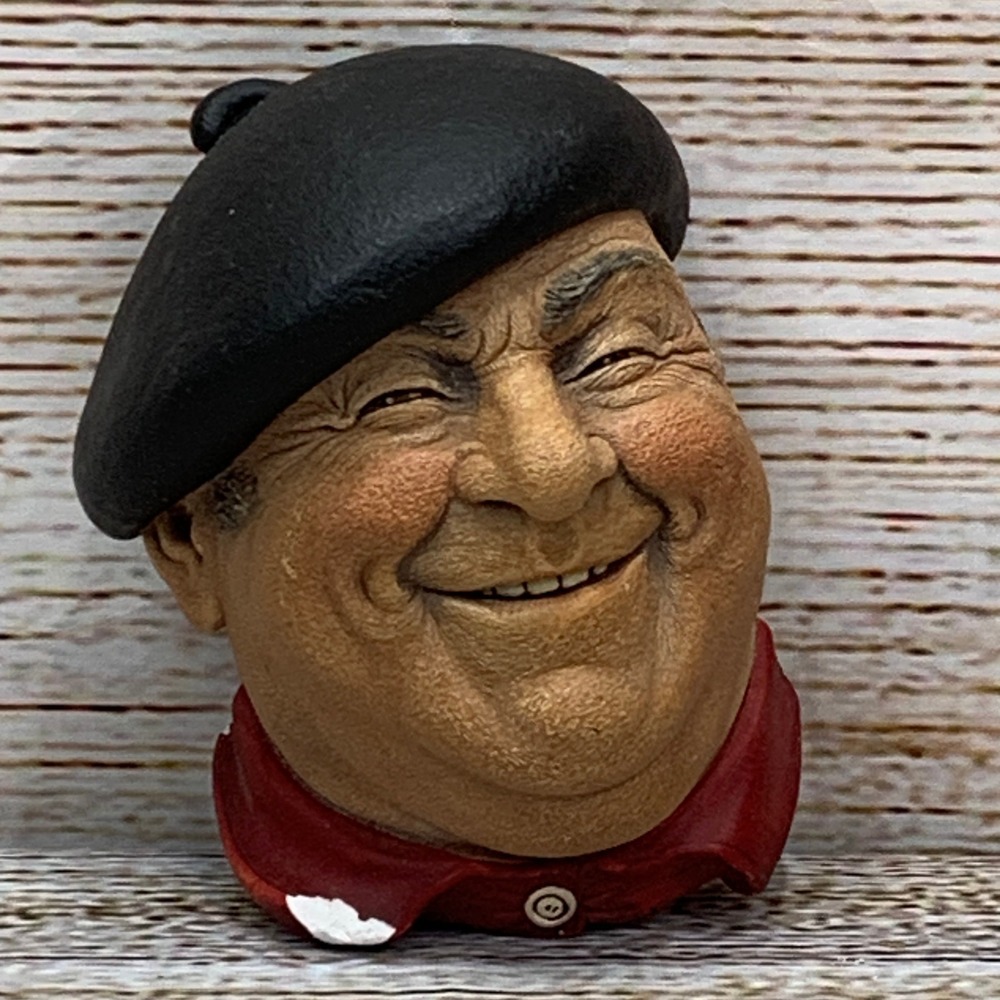 Vintage Bosson's Chalkware Head Wall Hanging Congleton England Man with Beret